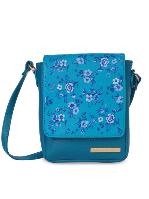 

Lapis O Lupo Turquoise Blue Floral Printed Structured Sling Bag