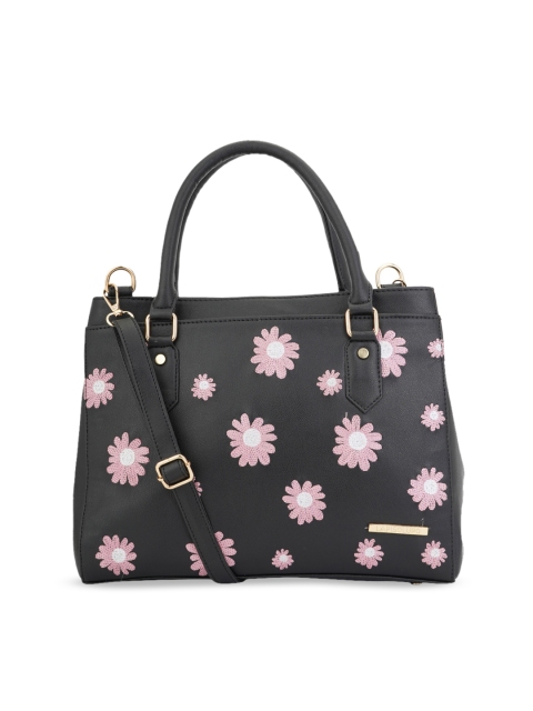

Lapis O Lupo Black Floral Printed Structured Handheld Bag