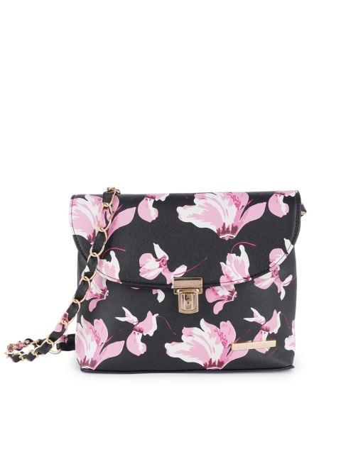 

Lapis O Lupo Women Black Floral Printed Structured Sling Bag