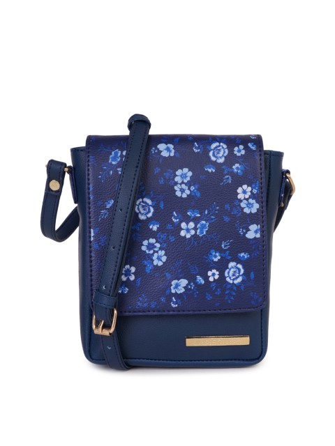 

Lapis O Lupo Blue Floral Printed Structured Sling Bag