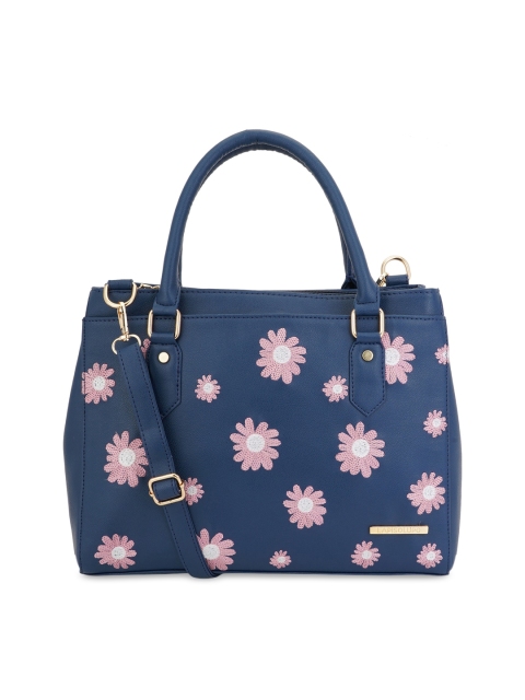 

Lapis O Lupo Blue Floral Embroidered Structured Handheld Bag