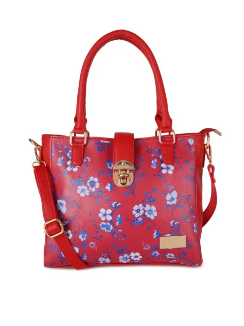

Lapis O Lupo Red Floral Printed Structured Handheld Bag