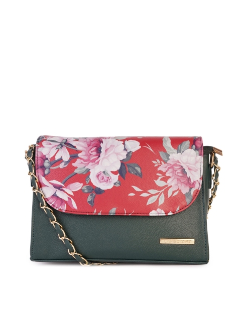 

Lapis O Lupo Green Floral Printed Structured Sling Bag