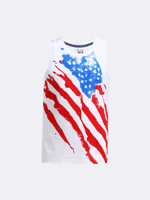 

Jockey Boys White & Red Printed Cotton Tank Lounge Tshirts