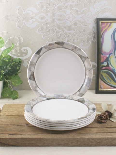 

Servewell White & Grey 6 Pieces Printed Melamine Glossy Quarter Plates