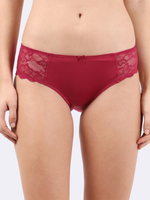 

Jockey Women Maroon Lace Design Mid-Rise Hipster Brief 1814-0105-ANEMO