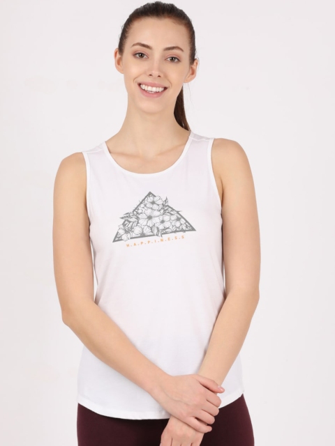 

Jockey Women White & Grey Printed Pure Cotton Relaxed-Fit Thermal Tank Top