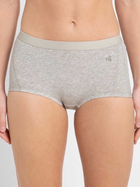 

Jockey Women Grey Solid Mid-Rise Cotton Boy Shorts 1383-0105-LTGML