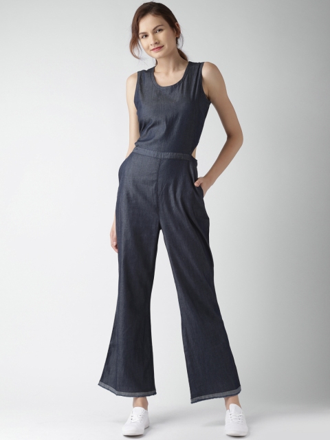 

Mast & Harbour Blue Wide-Leg Denim Jumpsuit