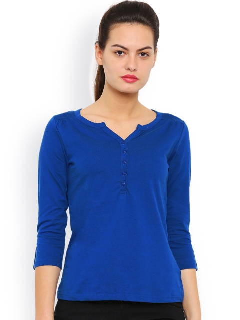 

De Moza Women Blue Solid T-shirt