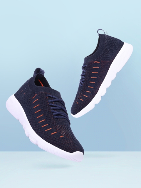 

M7 by Metronaut Men Navy Blue & Orange Woven Design Lace Up Sneakers