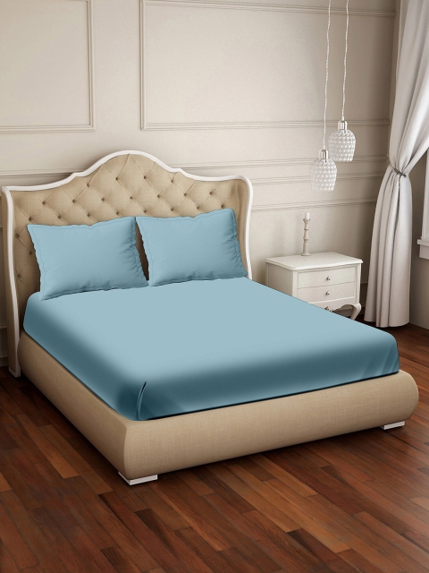 

BELLA CASA Blue 400 TC Cotton King Bedsheet with 2 Pillow Covers