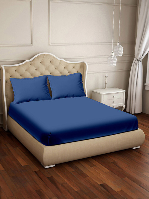 

BELLA CASA Blue 400 TC King Bedsheet with 2 Pillow Covers
