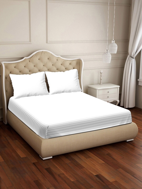 

BELLA CASA White & Grey Striped 210 TC King Bedsheet with 2 Pillow Covers