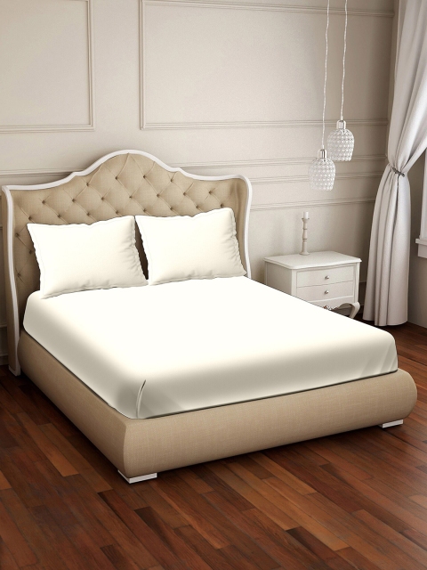 

BELLA CASA Cream-Coloured 400 TC King Bedsheet with 2 Pillow Covers