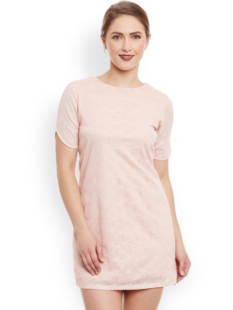 

Kazo Women Peach-Coloured Lace Sheath Dress