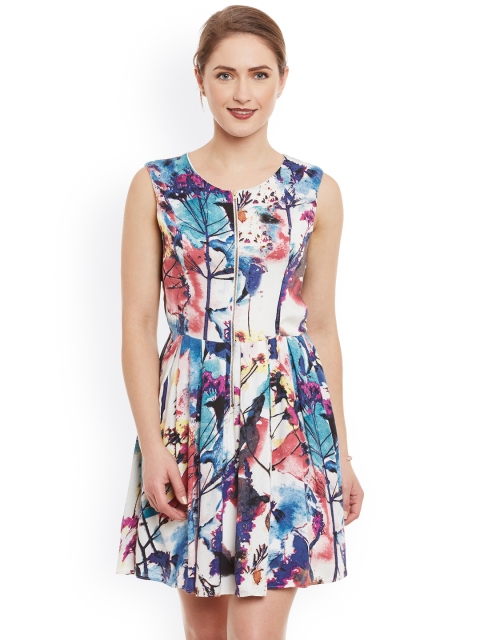 

Kazo Women Multicoloured Printed Fit & Flare Dress, Multi