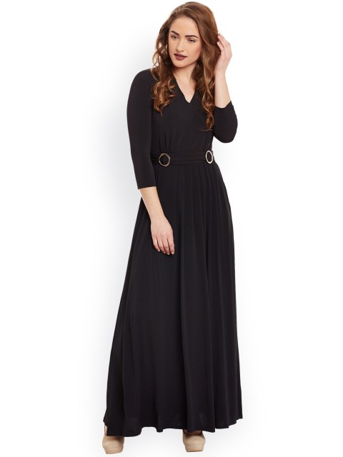 

Kazo Women Black Solid Maxi Dress