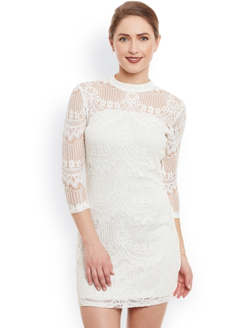 

Kazo Women White Lace Bodycon Dress