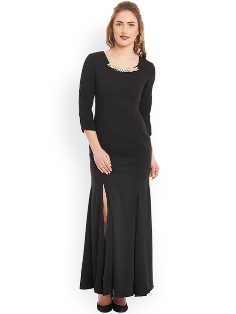 

Kazo Women Black Solid Maxi Dress