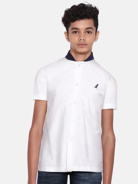 

YK Boys White Solid Applique Casual Shirt
