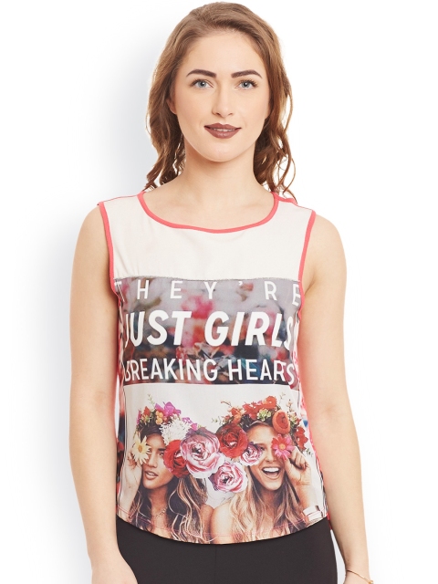 

Kazo Women Pink Printed Round Neck T-shirt