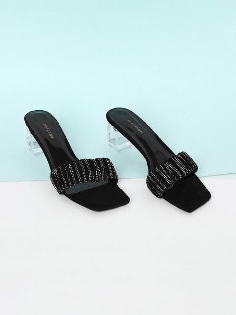 

Melange by Lifestyle Black Striped Block Heels