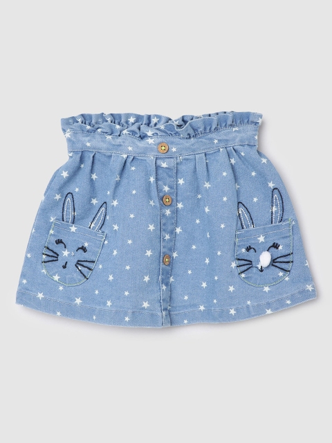 

max Girls Blue & White Printed Mini A-Line Skirt