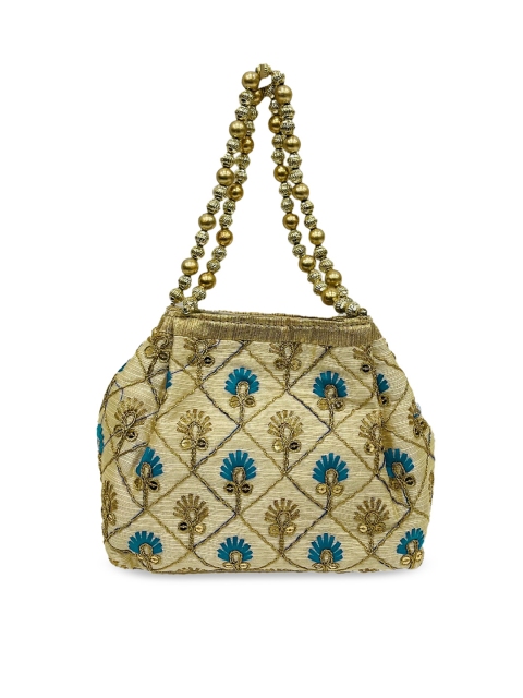 

LELYS Women Off White Embellished Potli Clutch