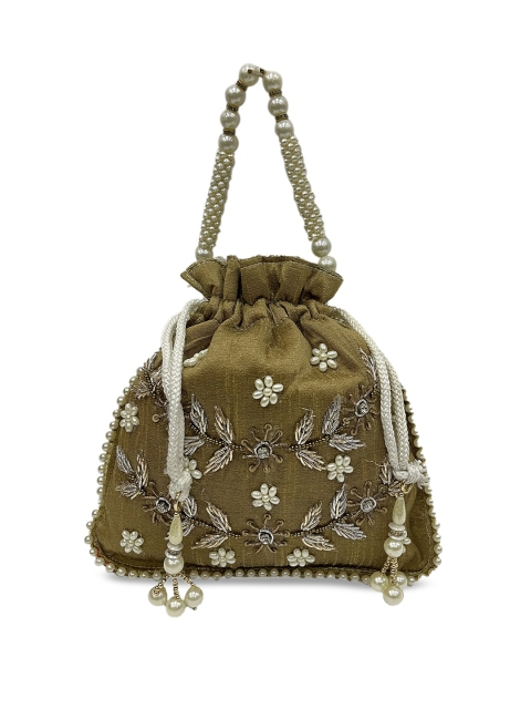 

LELYS Bronze-Toned Embroidered Potli Clutch