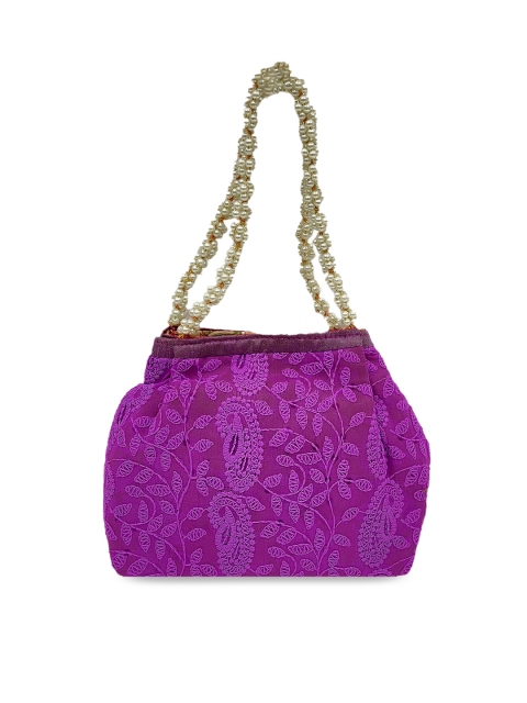 

LELYS Purple Ethnic Motifs Printed Potli Bag