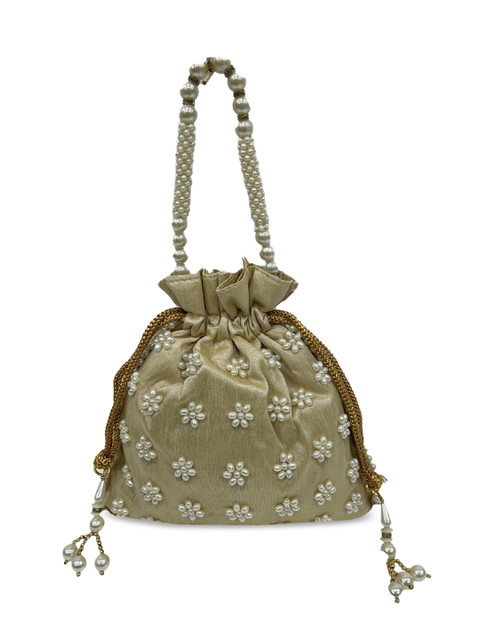 

LELYS Gold-Toned Embroidered Potli Clutch