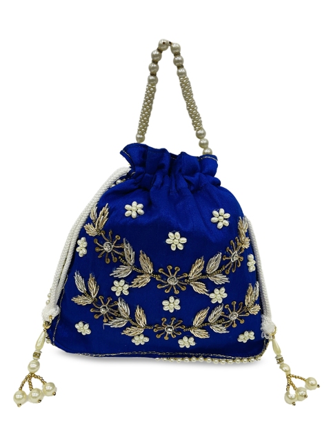 

LELYS Blue Floral Printed Half Moon Tote Bag