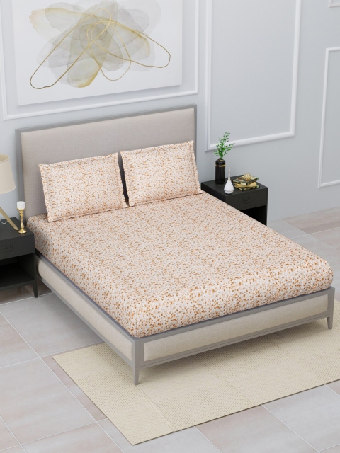 

Home Fresh Brown & Off White Geometric 120 TC Queen Bedsheet with 2 Pillow Covers