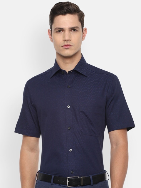 

Louis Philippe Men Navy Blue Abstract Self Design Formal Shirt