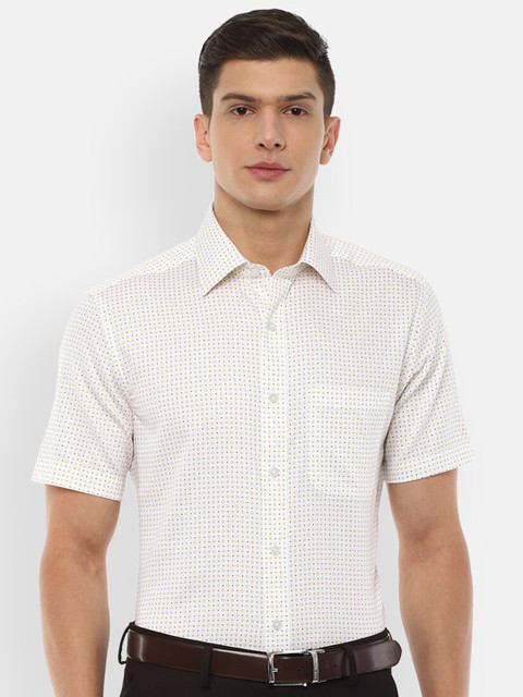 

Louis Philippe Men Cream-Coloured Printed Pure Cotton Formal Shirt