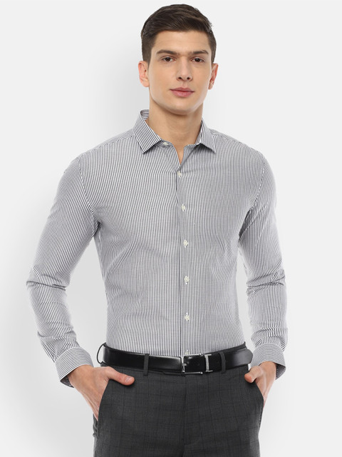 

Louis Philippe Men Grey Slim Fit Micro Checks Checked Formal Shirt