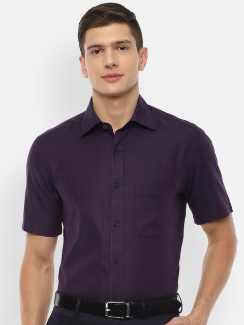 

Louis Philippe Men Purple Striped Cotton Formal Shirt