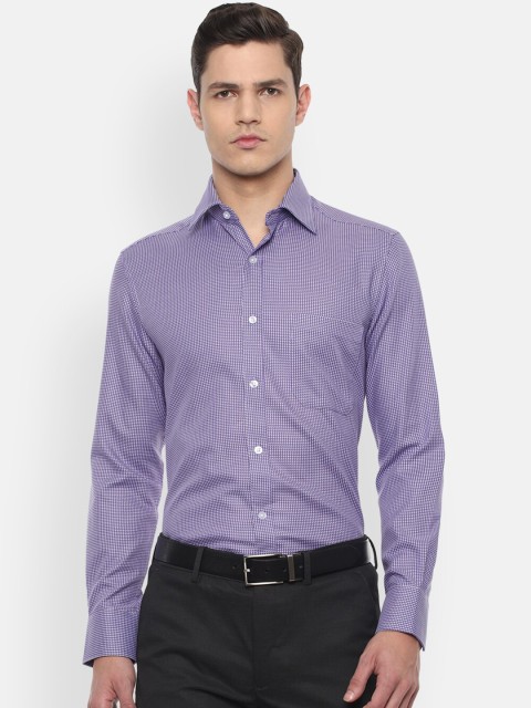 

Louis Philippe Men Purple Micro Checks Checked Pure Cotton Formal Shirt