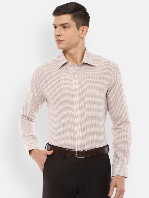 

Louis Philippe Men Beige Micro Checked Cotton Formal Shirt