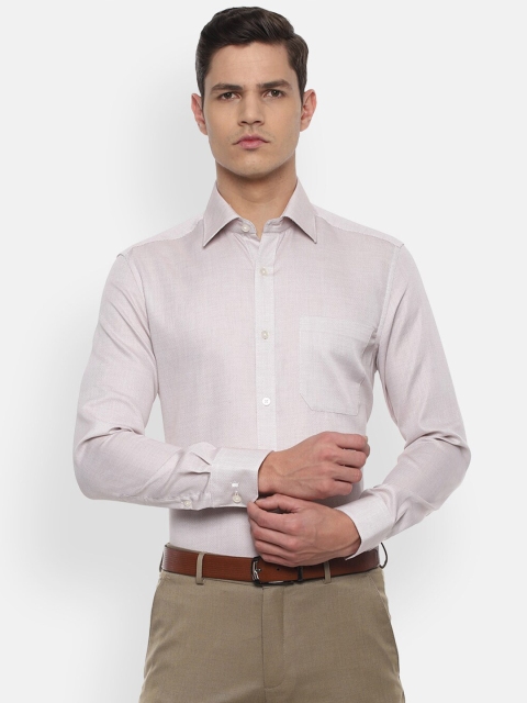 

Louis Philippe Men Beige Solid Cotton Formal Shirt