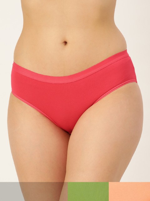 

DressBerry Women Set of 3 Cotton Hipster Briefs DB-BRF-3PP-NEWP-001A, Red