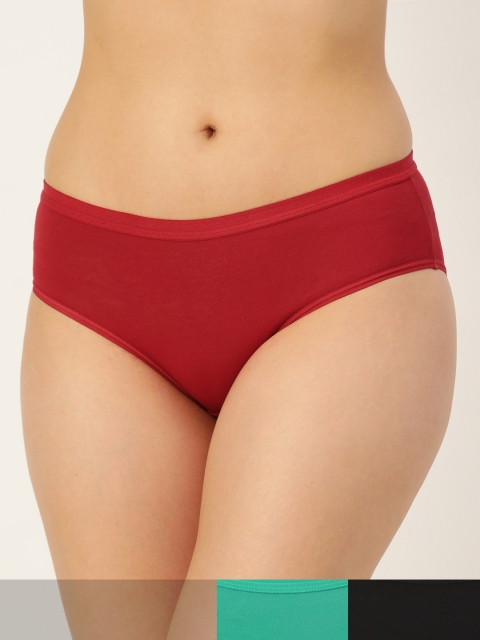 

DressBerry Women Set of 3 Cotton Hipster Briefs DB-BRF-3PP-NEWCOTTON-014N, Maroon