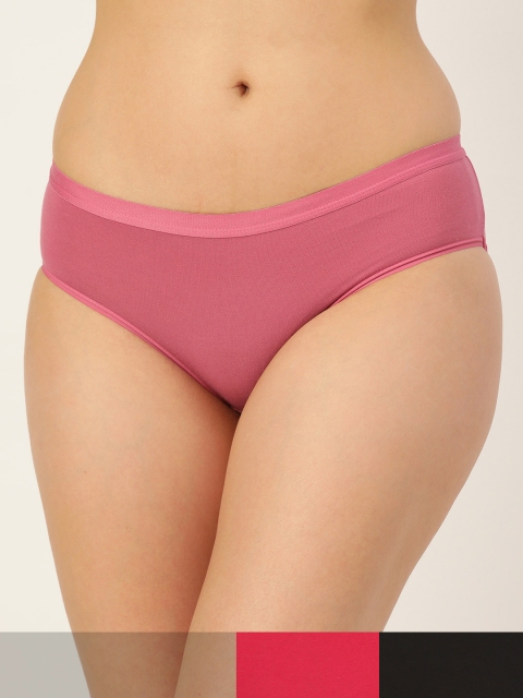 

DressBerry Women Set of 3 Cotton Hipster Briefs DB-BRF-3PP-NEWCOTTON-029C, Pink