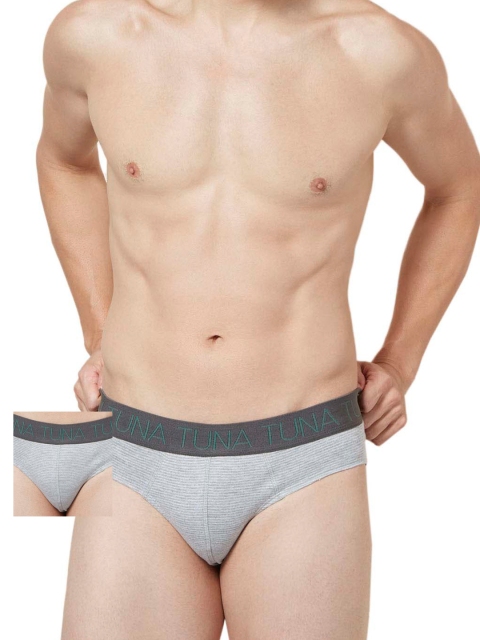 

Tuna London Men Pack of 2 Grey Striped Briefs BTM66GRY