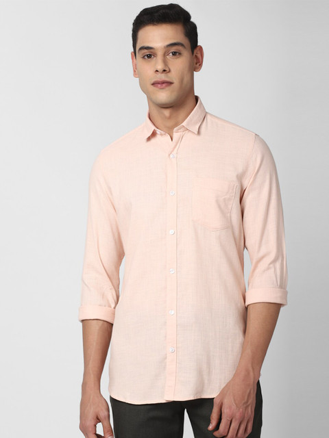 

Van Heusen Sport Men Peach-Coloured Slim Fit Checked Casual Shirt