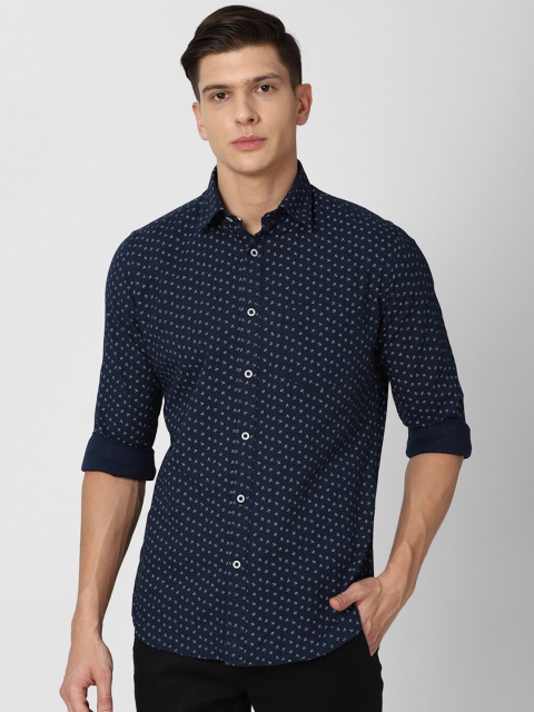 

Van Heusen Sport Men Navy Blue Slim Fit Printed Pure Cotton Casual Shirt
