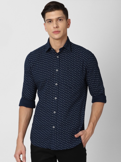 

Van Heusen Sport Men Navy Blue Slim Fit Printed Pure Cotton Casual Shirt