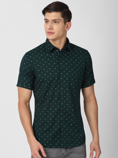 

Van Heusen Sport Men Bottle Green Slim Fit Printed Cotton Casual Shirt