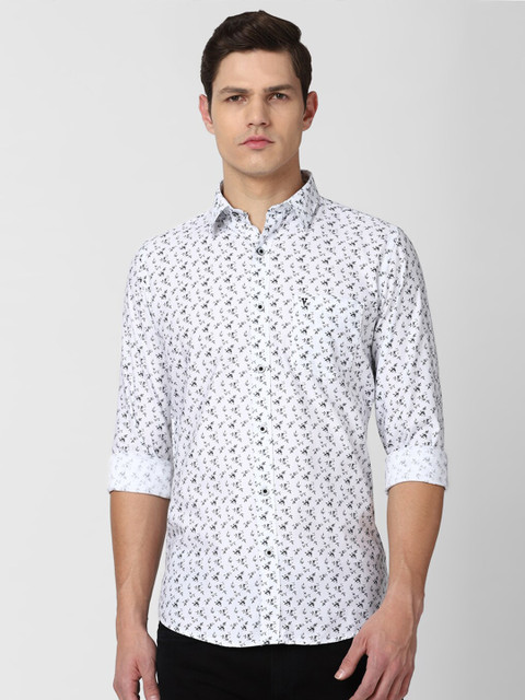 

Van Heusen Sport Men White Slim Fit Floral Printed Cotton Casual Shirt